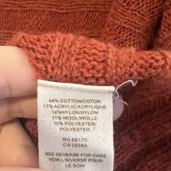 Free People Open Front Winter Wool Blend Knit Cardigan Orange Women’s Small Size - Picture 8 of 8